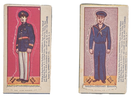 1940s R192 Lefferts Novelty Co. "Soldiers and Sailors" Candy Box Pair (2 Different)